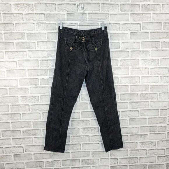 Judi Rosen NY Women's Crop Stretch denim Jeans Butt Buckle in washed black sz S - Picture 9 of 14